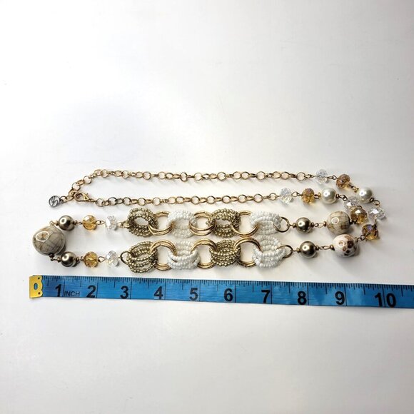Gold Beads and White Pearls Long Necklace - Picture 12 of 16